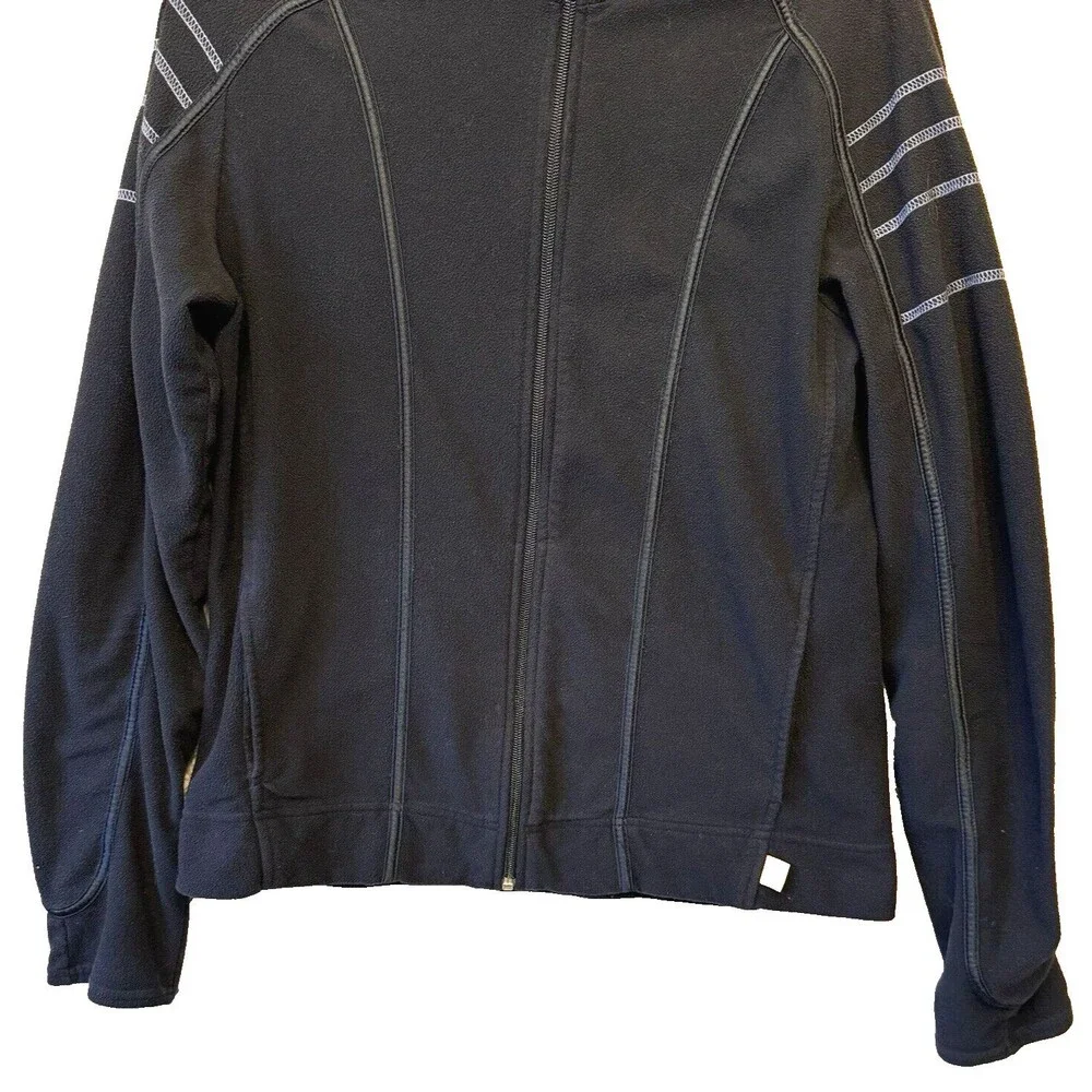 Nike Fleece Jacket Women XL Dark Blue‎ Full Zip Mock Neck Athleisure Pockets